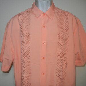 Mens cubervera‎ short sleeve button down shirt Pink/salmon large